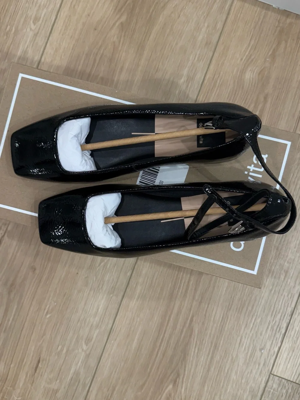 Ashya Ballet Flats Midnight Crinkle Patent - Midnight Black